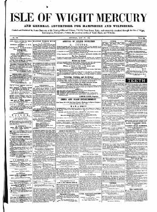 cover page of Isle of Wight Mercury published on May 22, 1858
