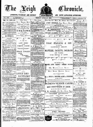 cover page of Leigh Chronicle and Weekly District Advertiser published on April 25, 1890