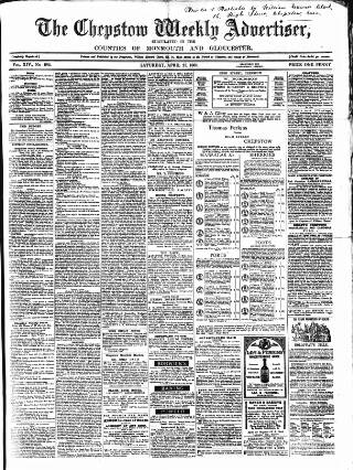 cover page of Chepstow Weekly Advertiser published on April 25, 1868