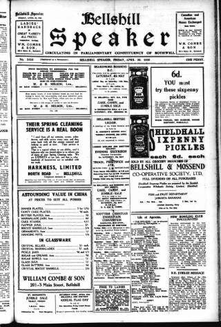 cover page of Bellshill Speaker published on April 26, 1935