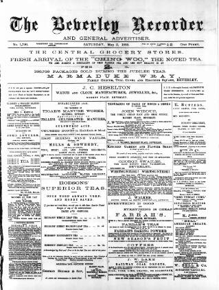 cover page of Beverley and East Riding Recorder published on May 5, 1888