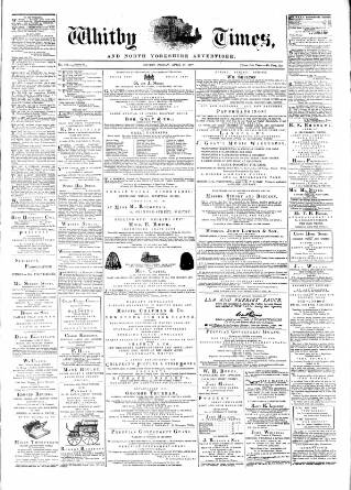 cover page of Whitby Times, and North Yorkshire Advertiser published on April 27, 1877