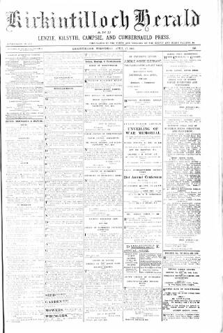 cover page of Kirkintilloch Herald published on April 27, 1921