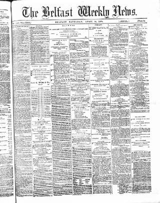 cover page of Belfast Weekly News published on April 20, 1878