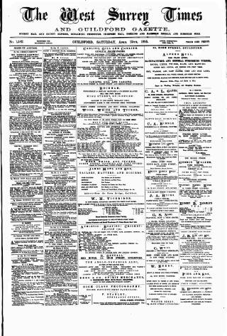 cover page of West Surrey Times published on April 25, 1885