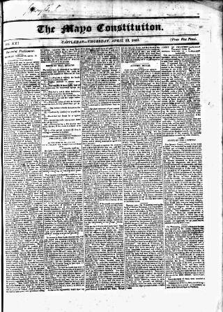 cover page of Mayo Constitution published on April 23, 1829
