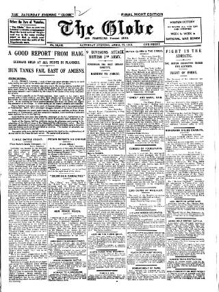 cover page of Globe published on April 27, 1918