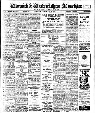 cover page of Warwick and Warwickshire Advertiser published on May 3, 1940