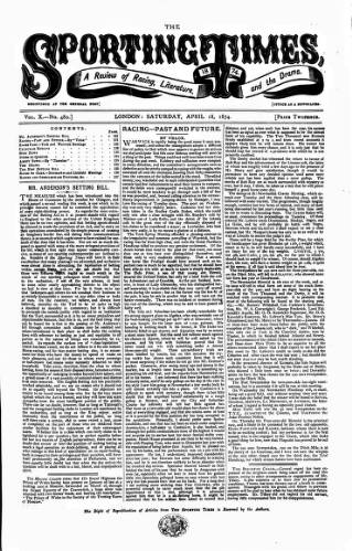 cover page of Sporting Times published on April 18, 1874