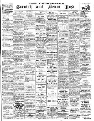 cover page of Cornish & Devon Post published on April 26, 1902