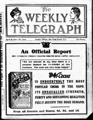 cover page of Sheffield Weekly Telegraph published on April 16, 1910