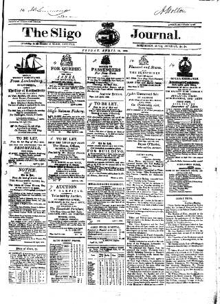 cover page of Sligo Journal published on April 18, 1828