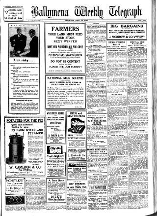 cover page of Ballymena Weekly Telegraph published on April 26, 1941
