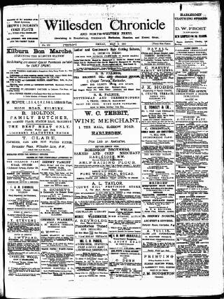 cover page of Willesden Chronicle published on May 5, 1882