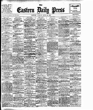 cover page of Eastern Daily Press published on April 23, 1907