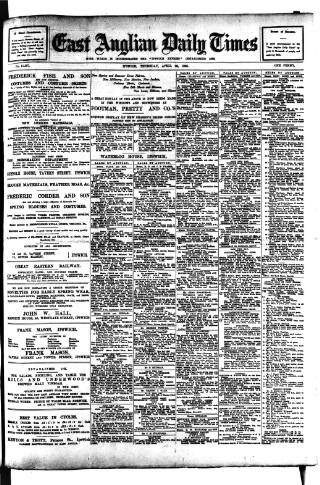 cover page of East Anglian Daily Times published on April 26, 1906