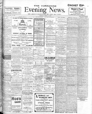 cover page of Yorkshire Evening News published on May 9, 1907