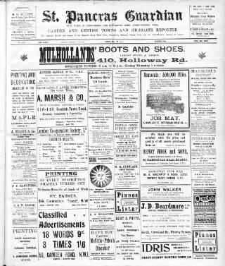 cover page of St. Pancras Guardian and Camden and Kentish Towns Reporter published on May 26, 1922
