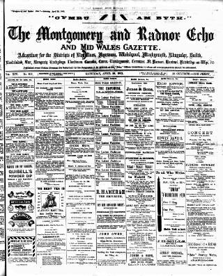 cover page of Montgomeryshire Echo published on April 26, 1902
