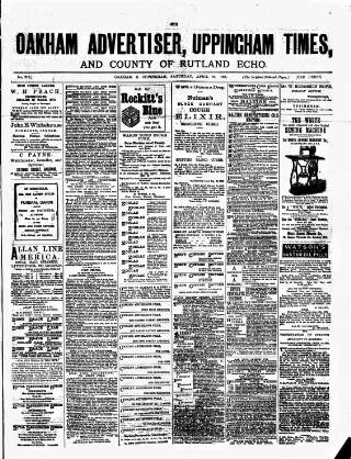 cover page of Rutland Echo and Leicestershire Advertiser published on April 23, 1881