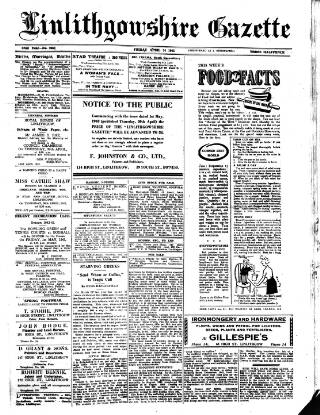 cover page of Linlithgowshire Gazette published on April 24, 1942