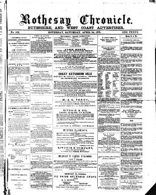 cover page of Rothesay Chronicle published on April 24, 1875