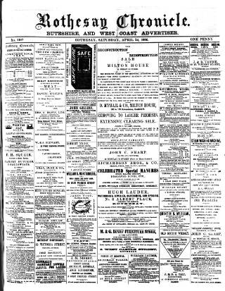cover page of Rothesay Chronicle published on April 24, 1886
