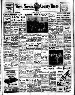 cover page of West Sussex County Times published on April 23, 1954