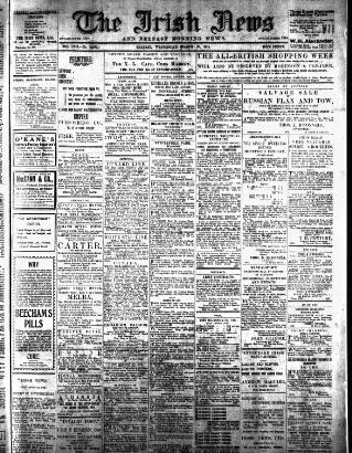 cover page of Irish News and Belfast Morning News published on March 29, 1911