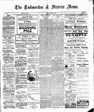 cover page of Todmorden & District News published on April 26, 1918