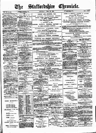 cover page of Staffordshire Chronicle published on April 26, 1890