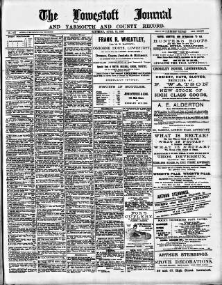 cover page of Lowestoft Journal published on April 23, 1892