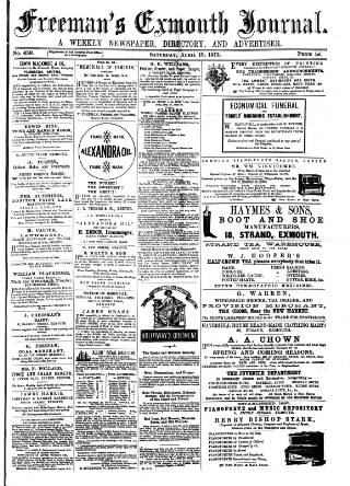 cover page of Exmouth Journal published on April 19, 1873