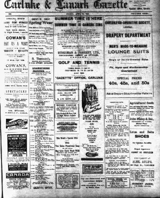 cover page of Carluke and Lanark Gazette published on April 25, 1930