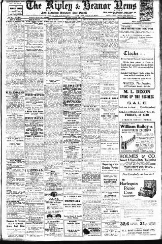 cover page of Ripley and Heanor News and Ilkeston Division Free Press published on April 19, 1929