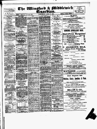 cover page of Winsford & Middlewich Guardian published on April 17, 1907