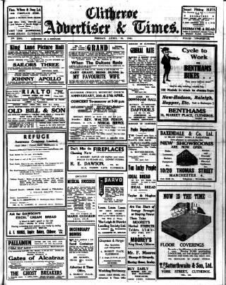 cover page of Clitheroe Advertiser and Times published on April 25, 1941