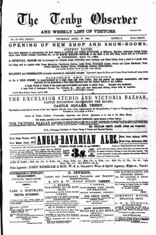 cover page of Tenby Observer published on April 17, 1884