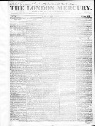 cover page of London Mercury 1836 published on May 14, 1837