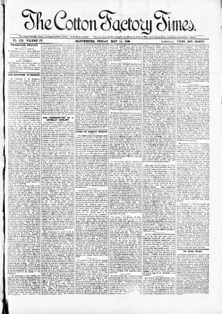 cover page of Cotton Factory Times published on May 18, 1888