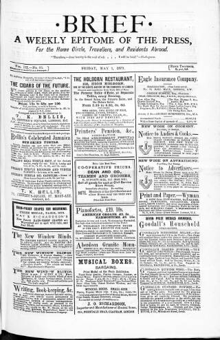 cover page of Brief published on May 9, 1879