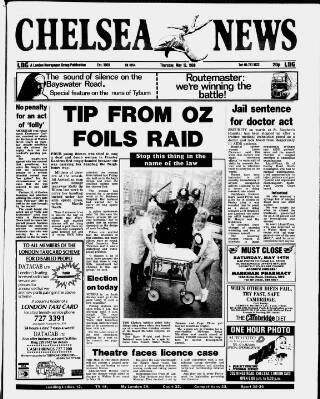 cover page of Chelsea News and General Advertiser published on May 12, 1988