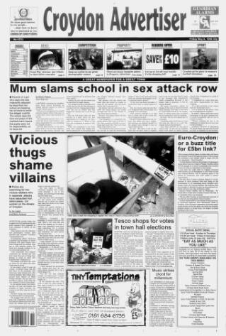 cover page of Croydon Advertiser and East Surrey Reporter published on May 8, 1998