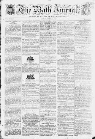 cover page of Bath Journal published on April 26, 1802
