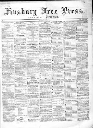 cover page of Finsbury Free Press published on May 30, 1868