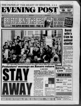 cover page of Bristol Evening Post published on May 9, 1996