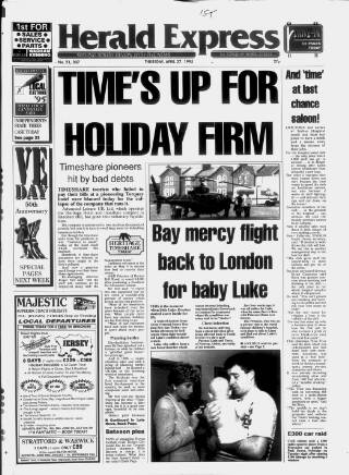 cover page of Torbay Express and South Devon Echo published on April 27, 1995