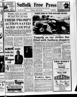 cover page of Suffolk and Essex Free Press published on April 25, 1963