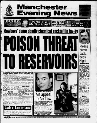 cover page of Manchester Evening News published on April 25, 1992