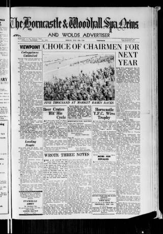 cover page of Horncastle News published on May 20, 1960